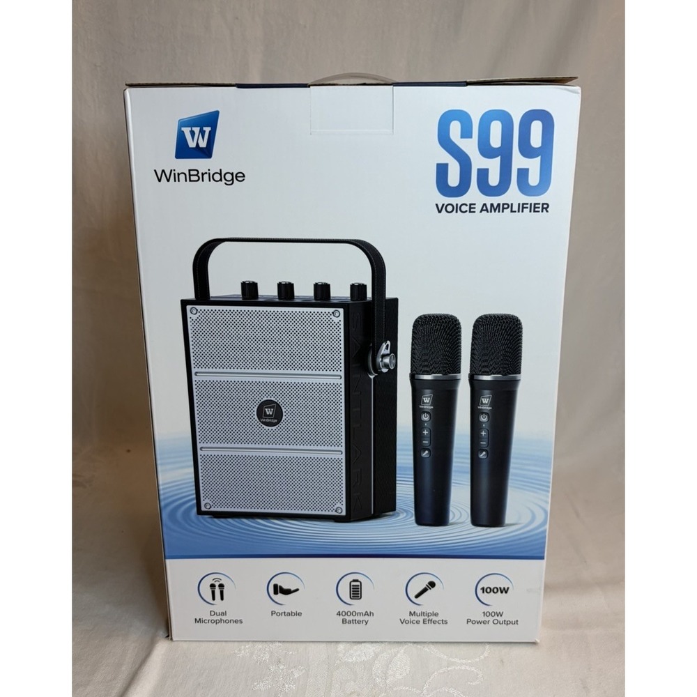 WinBridge S99 Voice Amplifier Speaker 100W 2 Wireless Microphones Karaoke NEW